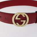 GUCCI Interlocking Guccissima GG Canvas Belt 35.4"" Red 370543 Auth yk18513-6