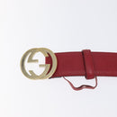GUCCI Interlocking Guccissima GG Canvas Belt 35.4"" Red 370543 Auth yk18513-7