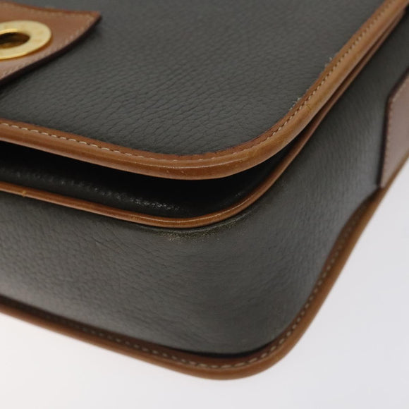 CELINE Shoulder Bag Leather Khaki Gold Auth yk18543