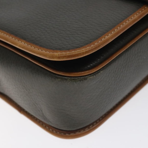 CELINE Shoulder Bag Leather Khaki Gold Auth yk18543