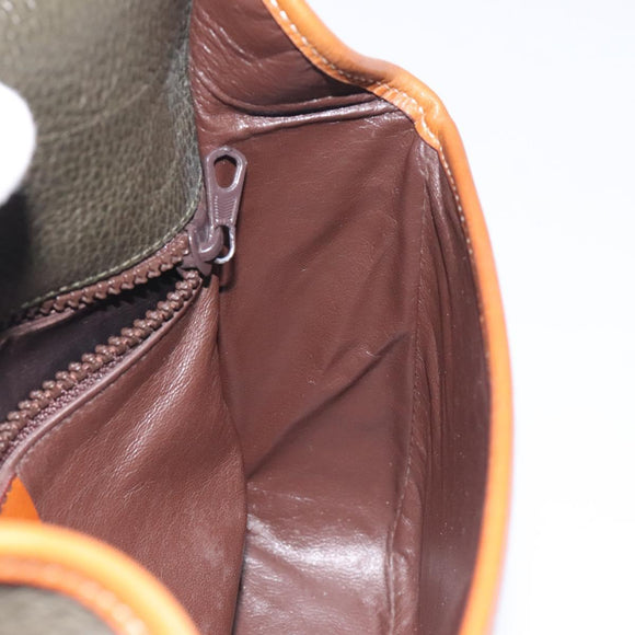 CELINE Shoulder Bag Leather Khaki Gold Auth yk18543