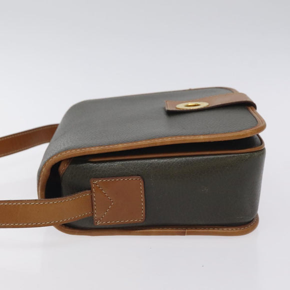 CELINE Shoulder Bag Leather Khaki Gold Auth yk18543