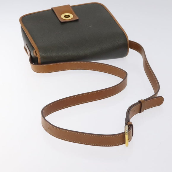 CELINE Shoulder Bag Leather Khaki Gold Auth yk18543