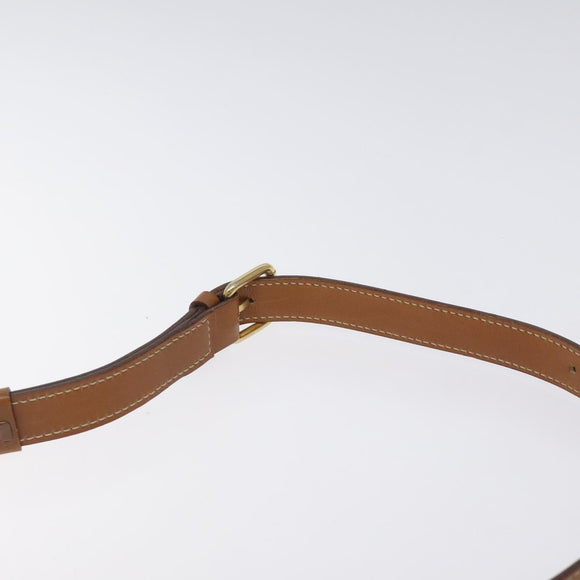 CELINE Shoulder Bag Leather Khaki Gold Auth yk18543