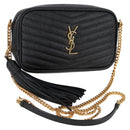 SAINT LAURENT Chain Lou Mini Shoulder Bag Leather Black Gold Auth yk18547A-1