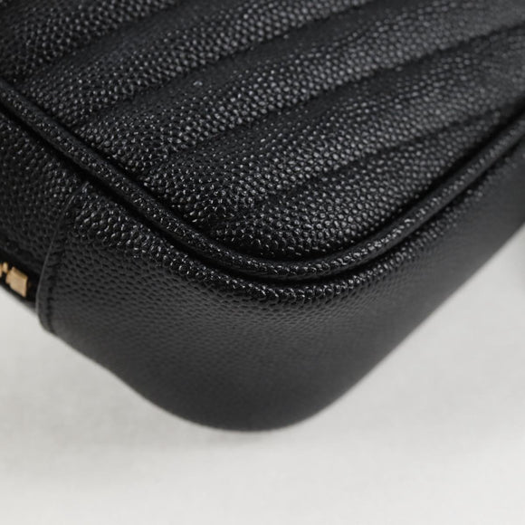 SAINT LAURENT Chain Lou Mini Shoulder Bag Leather Black Gold Auth yk18547A