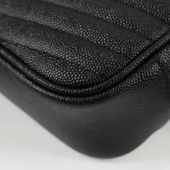 SAINT LAURENT Chain Lou Mini Shoulder Bag Leather Black Gold Auth yk18547A