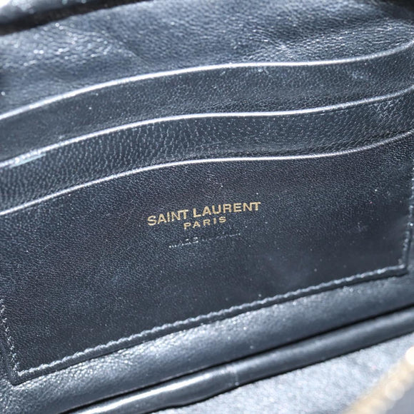 SAINT LAURENT Chain Lou Mini Shoulder Bag Leather Black Gold Auth yk18547A