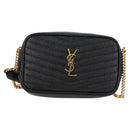 SAINT LAURENT Chain Lou Mini Shoulder Bag Leather Black Gold Auth yk18547A-13