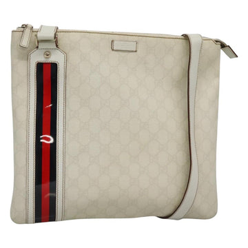 GUCCI GG Supreme Sherry Line Shoulder Bag PVC White Gold 152608 Auth yk18549