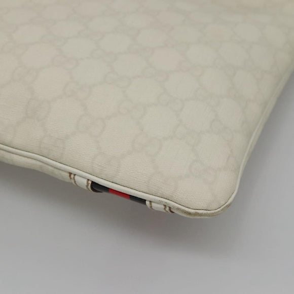 GUCCI GG Supreme Sherry Line Shoulder Bag PVC White Gold 152608 Auth yk18549