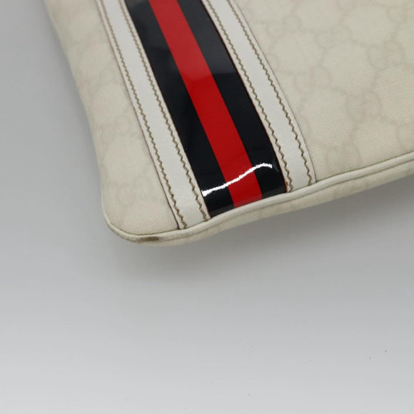 GUCCI GG Supreme Sherry Line Shoulder Bag PVC White Gold 152608 Auth yk18549