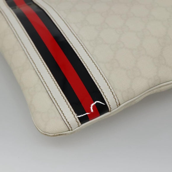 GUCCI GG Supreme Sherry Line Shoulder Bag PVC White Gold 152608 Auth yk18549