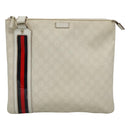 GUCCI GG Supreme Sherry Line Shoulder Bag PVC White Gold 152608 Auth yk18549-13