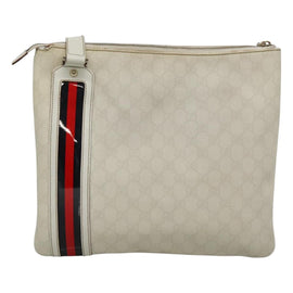 GUCCI GG Supreme Sherry Line Shoulder Bag PVC White Gold 152608 Auth yk18549 - 0