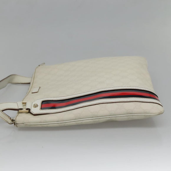 GUCCI GG Supreme Sherry Line Shoulder Bag PVC White Gold 152608 Auth yk18549