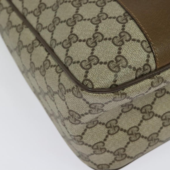 GUCCI GG Supreme Web Sherry Line Bag PVC 2way Beige Gold 40 02 015 Auth yk18574