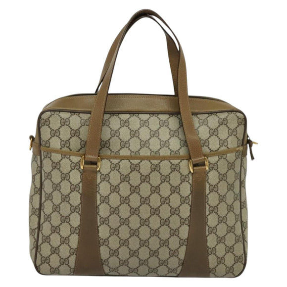 GUCCI GG Supreme Web Sherry Line Bag PVC 2way Beige Gold 40 02 015 Auth yk18574