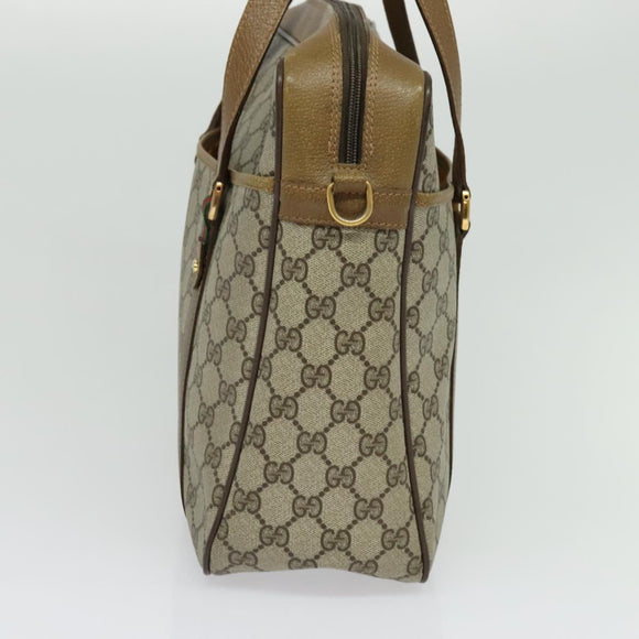 GUCCI GG Supreme Web Sherry Line Bag PVC 2way Beige Gold 40 02 015 Auth yk18574