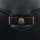 Christian Dior Chain Shoulder Bag Leather Navy Gold Auth yk18586-14