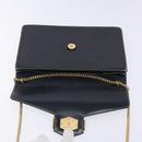 Christian Dior Chain Shoulder Bag Leather Navy Gold Auth yk18586-15