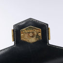 Christian Dior Chain Shoulder Bag Leather Navy Gold Auth yk18586-16