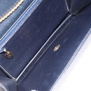 Christian Dior Chain Shoulder Bag Leather Navy Gold Auth yk18586-17