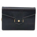 Christian Dior Chain Shoulder Bag Leather Navy Gold Auth yk18586-2