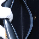 Christian Dior Chain Shoulder Bag Leather Navy Gold Auth yk18586-20