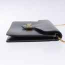 Christian Dior Chain Shoulder Bag Leather Navy Gold Auth yk18586-4