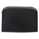 Salvatore Ferragamo Gancini Chain Shoulder Bag Leather Black Gold Auth yk18587-2