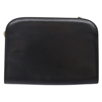 Salvatore Ferragamo Gancini Chain Shoulder Bag Leather Black Gold Auth yk18587 - 0