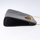 Salvatore Ferragamo Gancini Chain Shoulder Bag Leather Black Gold Auth yk18587-3