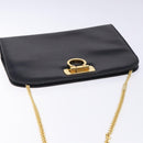 Salvatore Ferragamo Gancini Chain Shoulder Bag Leather Black Gold Auth yk18587-6