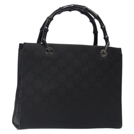 GUCCI Bamboo GG Canvas Hand Bag Black 002 1016 Auth yk18592