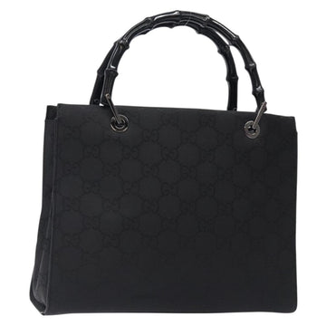 GUCCI Bamboo GG Canvas Hand Bag Black 002 1016 Auth yk18592