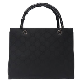 GUCCI Bamboo GG Canvas Hand Bag Black 002 1016 Auth yk18592 - 0