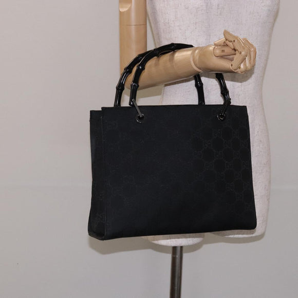 GUCCI Bamboo GG Canvas Handtasche Schwarz 002 1016 Auth yk18592