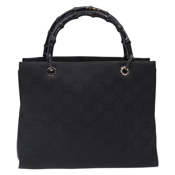 GUCCI Bamboo GG Canvas Hand Bag Black 002 1016 Auth yk18592