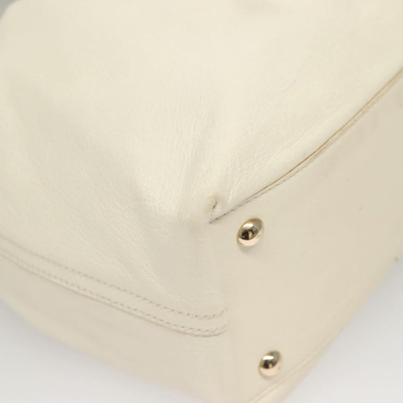 SAINT LAURENT Tote Bag Leather Reversible White Gold 168484 Auth yk18601