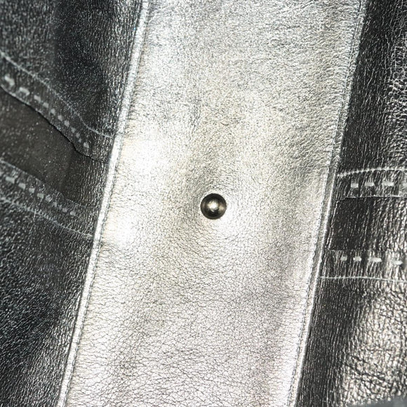 SAINT LAURENT Tote Bag Leather Reversible White Gold 168484 Auth yk18601