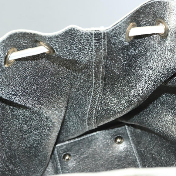 SAINT LAURENT Tote Bag Leather Reversible White Gold 168484 Auth yk18601