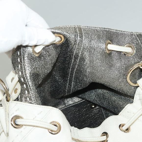 SAINT LAURENT Tote Bag Leather Reversible White Gold 168484 Auth yk18601