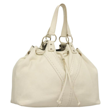 SAINT LAURENT Tote Bag Leather Reversible White Gold 168484 Auth yk18601