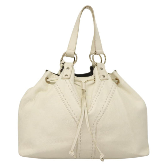 SAINT LAURENT Tote Bag Leather Reversible White Gold 168484 Auth yk18601