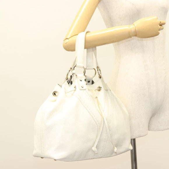 SAINT LAURENT Tote Bag Leather Reversible White Gold 168484 Auth yk18601