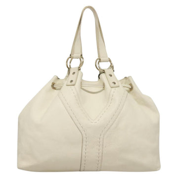 SAINT LAURENT Tote Bag Leather Reversible White Gold 168484 Auth yk18601 - 0