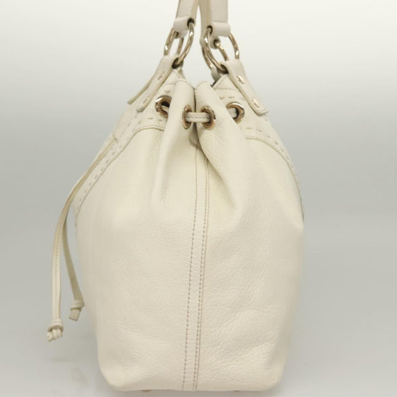 SAINT LAURENT Tote Bag Leather Reversible White Gold 168484 Auth yk18601