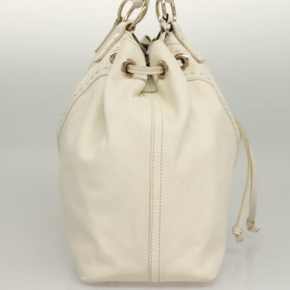 SAINT LAURENT Tote Bag Leather Reversible White Gold 168484 Auth yk18601