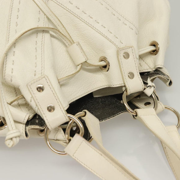 SAINT LAURENT Tote Bag Leather Reversible White Gold 168484 Auth yk18601